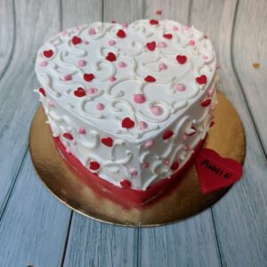 White Ruffle Heart Cake by Bakeology, Gwalior